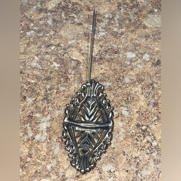 Vintage Art Deco Pavé Brooch 1920s-40s ✨ Blue Baguettes & Clear Rhinestones ✨ - Picture 9 of 12